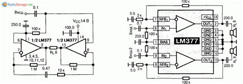 Микросхема LM377, LM378 - двухканальный УНЧ (2,5-5Вт при 10-26В)
