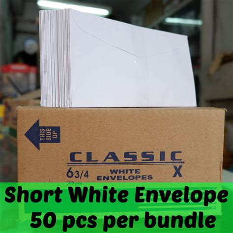 White Letter Envelope 50 Pcs Short Small Mailing Sobre Shopee Philippines