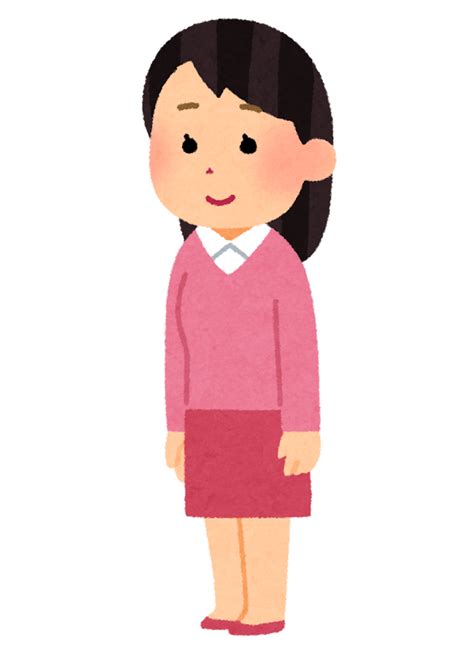 いろいろな斜めから見た立つ人のイラスト（女性） かわいいフリー素材集 いらすとや