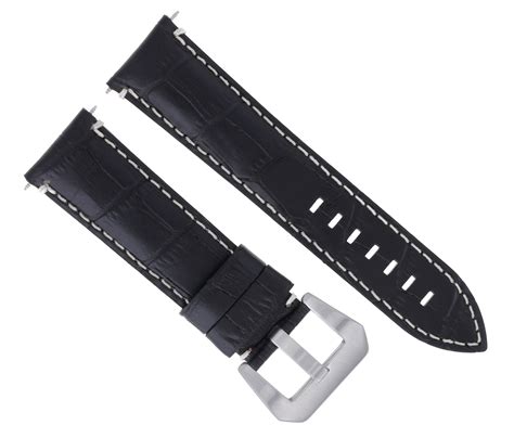 Mm Genuine Leather Watch Band Strap For Anonimo Watch Black White