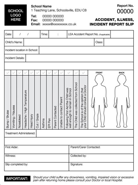 Sample Accident Report Form School Reportform Net