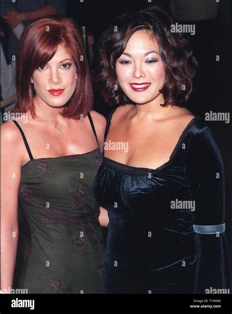 Los Angeles Ca December 5 1998 Beverly Hills 90210 Stars Tori Spelling Left And Lindsay