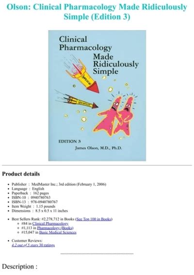 PDF Olson Clinical Pharmacology Made Ridiculously Simple Edition 3