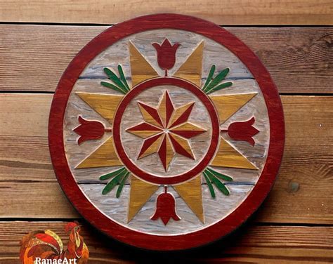 Compass Rose Moon Phase Hex Sign Pa Dutch Style Promoting Clear Navigation Smooth Sailing And