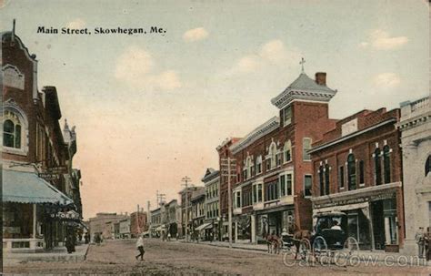 Main Street Skowhegan Me Postcard