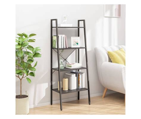Стояща етажерка стълба 4 рафта черно 56x35x140 см - Vivre