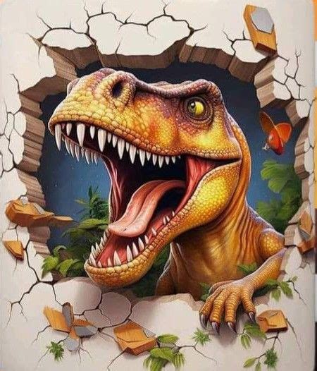 An Image Of A Dinosaur Breaking Through A Wall