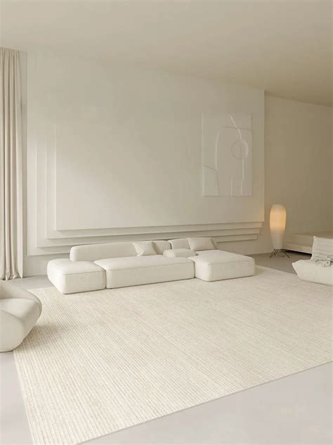 Beige Minimalist Isch Gestreifter Teppich Gro Fl Chige Wohnzimmer