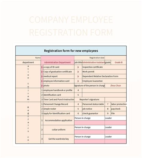 Free Employee Registration Templates For Google Sheets And Microsoft