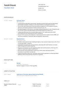 Psychiatric Nurse Resume Example