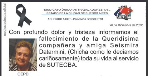 Informamos El Fallecimiento De La Querid Sima Amiga Y Compa Era