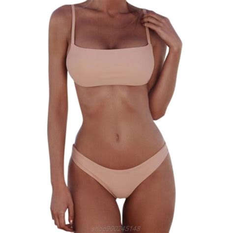 Women Sexy Push Up Bra Low Waist Thongs Solid Bikini Set Triangle