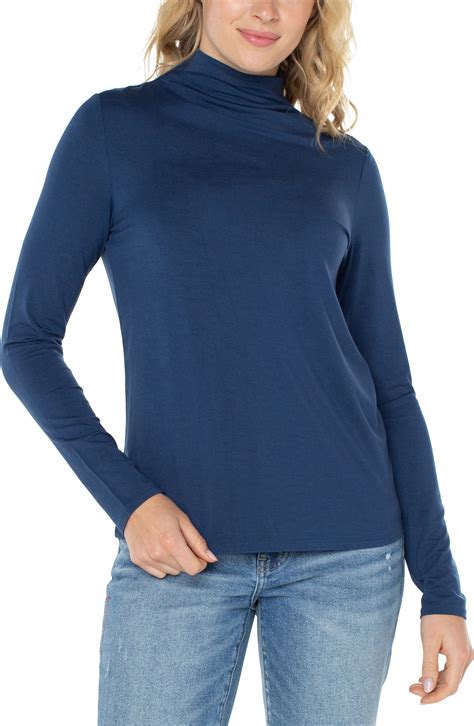 Liverpool Long Sleeve Mock Neck Knit Top 6th And Broadway Clothing And