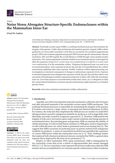 Pdf Noise Stress Abrogates Structure Specific Endonucleases Within