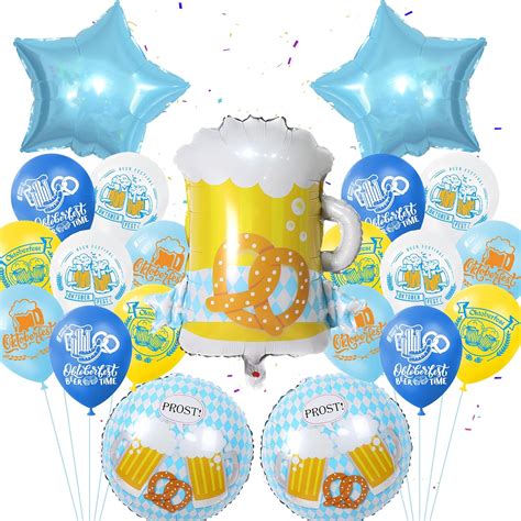 St Ck Oktoberfest Luftballons Xxl Bier Folienballons Mit Weinglas