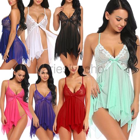 Lingerie For Women Lace Babydoll Sleepwear Boudoir Outfits Plus Size Langeray Random Thong Set