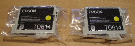 A Pair Of GENUINE EPSON T0614 TO614 Yellow Cartridges ORIGINAL TEDDY