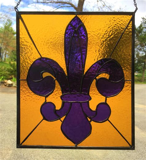 Panel Stained Glass Fleur De Lis Etsy