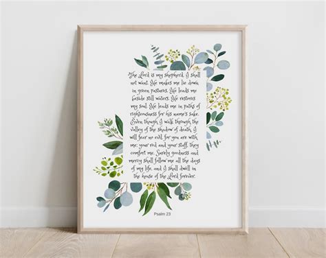 Psalm 23 Poster Bible Art Digital Download Psalm 23 Wall Art Psalm