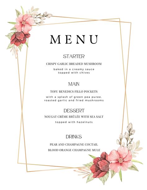 Page Free Printable And Customizable Fancy Menu Templates Off