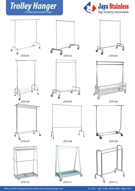 Trolley Laundry Hanger Stainless Trolley Gantungan Hanger Dan Pakaian