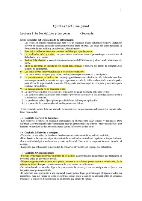 Apuntes Lecturas Penal Apuntes Lecturas Penal Lectura 1 De Los