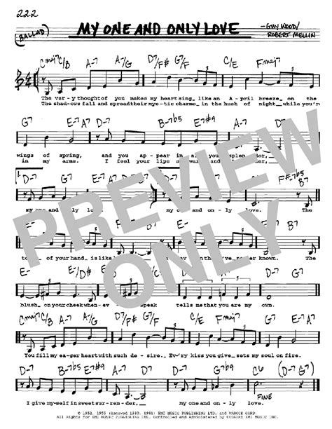 My One And Only Love Sheet Music By Robert Mellin Real Book Melody Lyrics And Chords C