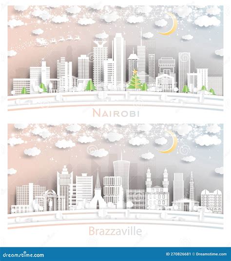 Brazzaville Republic Of Congo City Skyline With Color Buildings Cartoon