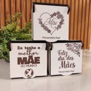 CAIXA LEMBRANCINHA DIA DAS MÃES EM MDF BRANCO 7X7X5CM Toque de Arte