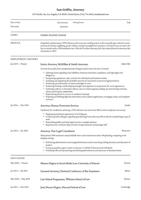 18 Attorney Resume Examples Guide For 2024