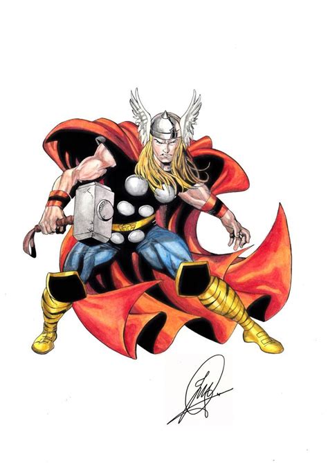 Thor By Mike Deodato Jr Inked Colored By Me Watercolor Acuarela