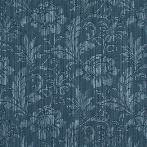 Blue Dark Blue Light Floral Foliage Damask Or Jacquard Linen Or Silk