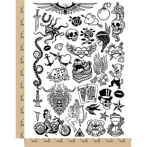 American Traditional Vintage Old Style Temporary Tattoo Water Resistant Fake Body Art Set