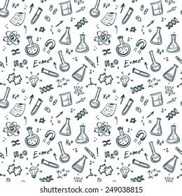 Hand Drawn Chemistry Seamless Pattern Science Stock Vector Royalty