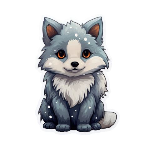 Yuletide Arctic Fox Whimsical Winter Christmas Sticker Clipart