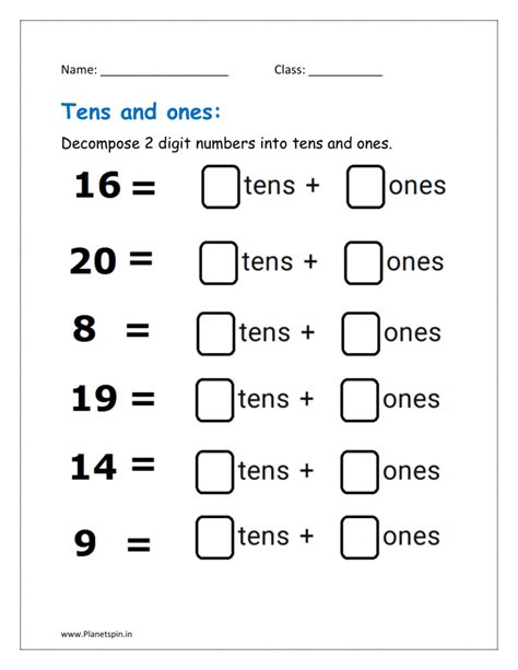 Tens And Ones Place Worksheet For Kindergarten