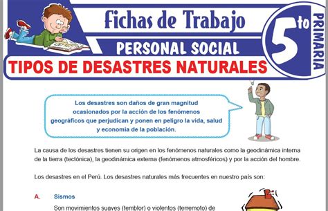 Modelos De La Ficha De Tipos De Desastres Naturales Para Quinto De