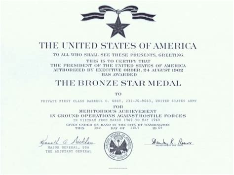 Bronze Star Certificate Template Bronze Star Certificate Template West