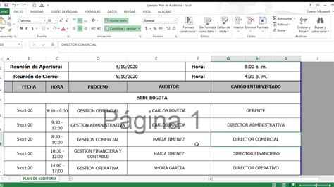 Ejemplo Plan De Auditoria Excel Youtube