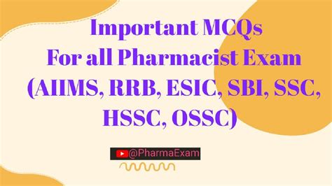 Important Mcqs Series For Government Pharmacist Exam 2023 Hssc Aiims