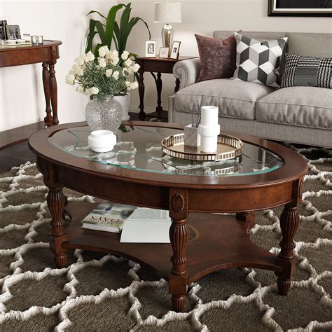 Alcott Hill® Elinar Traditional Oval Wood Coffee Table with Tempered