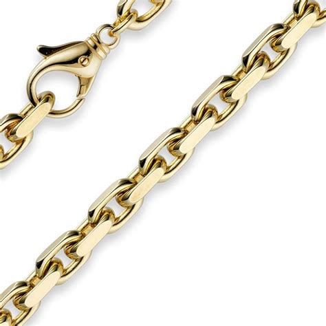 7mm Kette Collier Ankerkette Halskette 750 Gold Gelbgold 70cm für