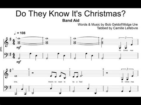 Band Aid Do They Know It Christmas Piano Sheet Music YouTube