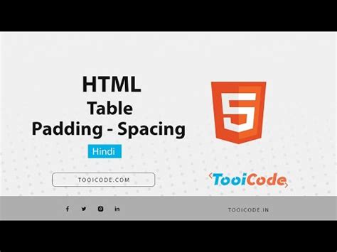 Table Padding Spacing In Html Hindi Tutorial Apply Padding Td And