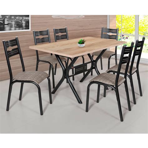 Conjunto De Mesa Cadeiras Para Cozinha Tampo Retangular M