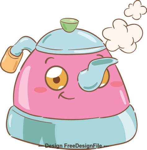 Teapot Cartoon Illustration Vector Free Download