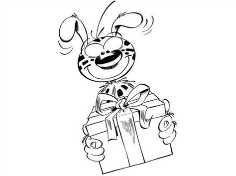 Coloriage De Marsupilami Avec Un Gros Cadeau Imprimer Avec T Te Modeler