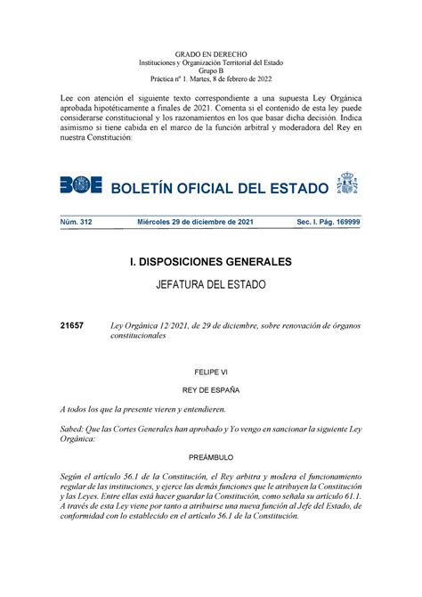 PRÁ Ctica Nº 1 Instituciones y OTE GRADO EN DERECHO Instituciones y