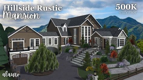 Hillside Rustic Mansion - 500K Exterior - Bloxburg Speed Build - YouTube