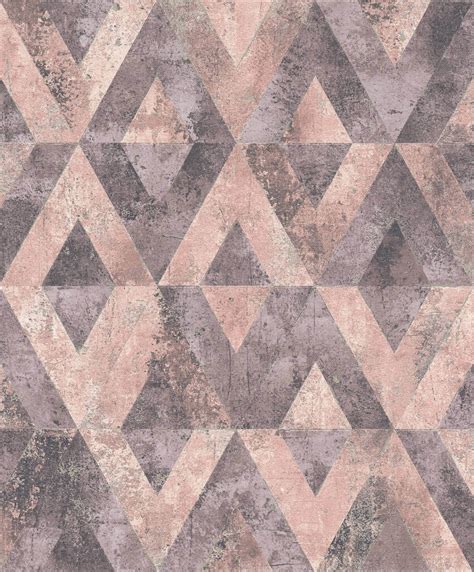 Non Woven Wallpaper Rasch Triangles Grey Pink 535532